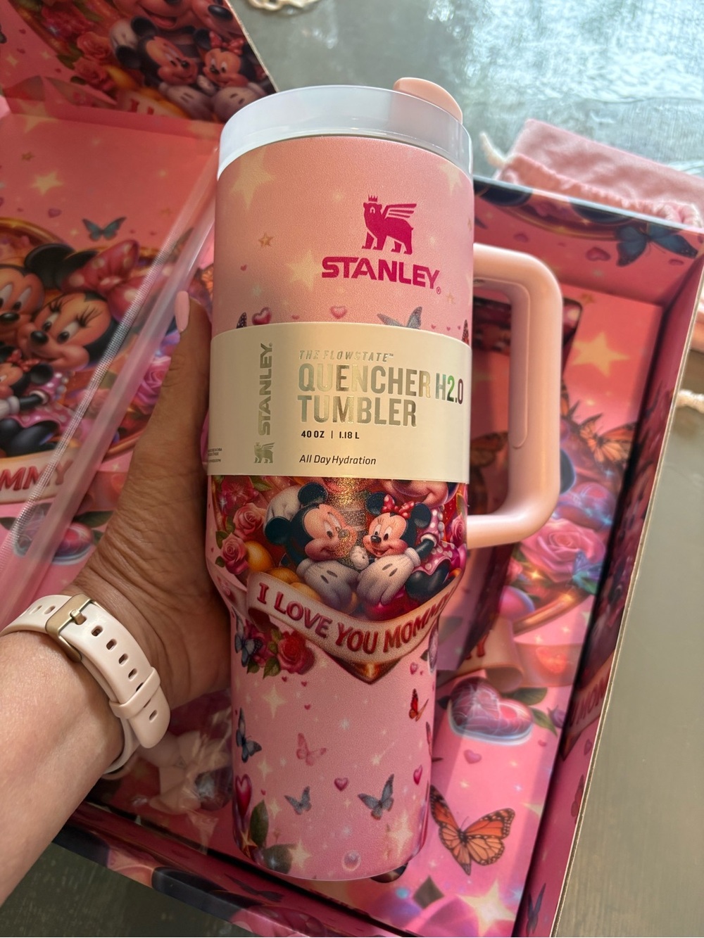 Stanley "I Love You Mommy" Disney Minnie & Mickey Quencher H2.0 Tumbler Gift Set